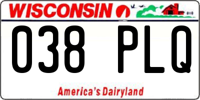 WI license plate 038PLQ