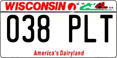 WI license plate 038PLT