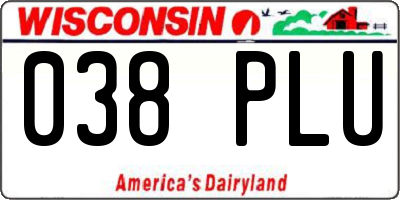 WI license plate 038PLU