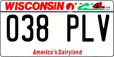 WI license plate 038PLV