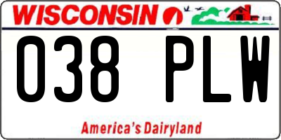 WI license plate 038PLW