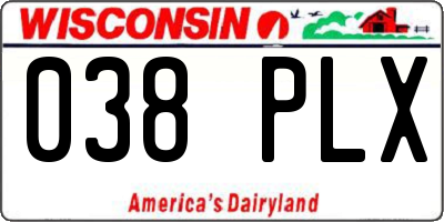 WI license plate 038PLX