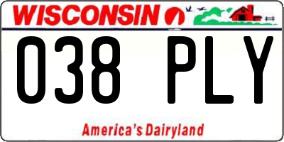 WI license plate 038PLY