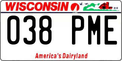 WI license plate 038PME