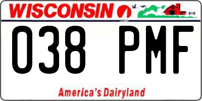 WI license plate 038PMF