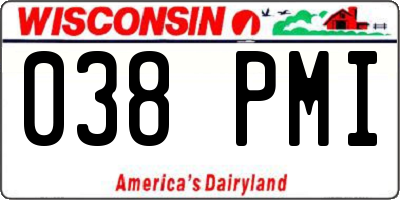 WI license plate 038PMI