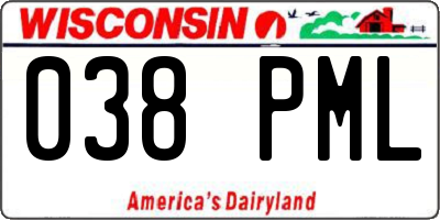 WI license plate 038PML