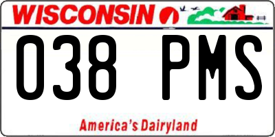 WI license plate 038PMS