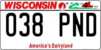 WI license plate 038PND