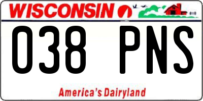 WI license plate 038PNS