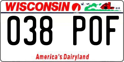 WI license plate 038POF