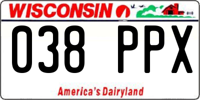 WI license plate 038PPX