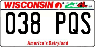 WI license plate 038PQS
