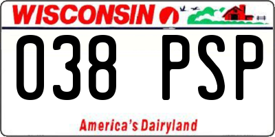WI license plate 038PSP