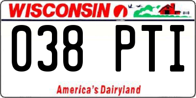 WI license plate 038PTI