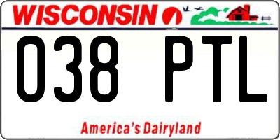 WI license plate 038PTL