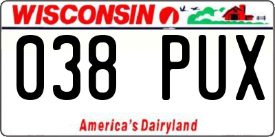 WI license plate 038PUX