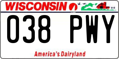 WI license plate 038PWY