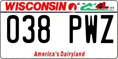 WI license plate 038PWZ