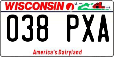 WI license plate 038PXA