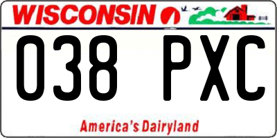 WI license plate 038PXC