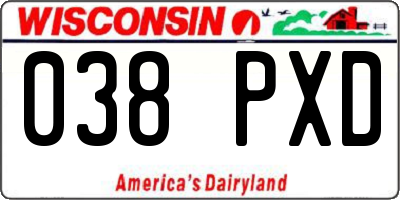 WI license plate 038PXD