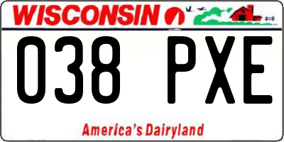 WI license plate 038PXE