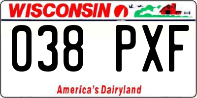 WI license plate 038PXF