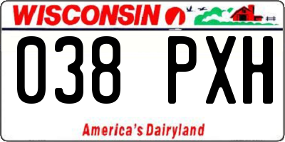 WI license plate 038PXH