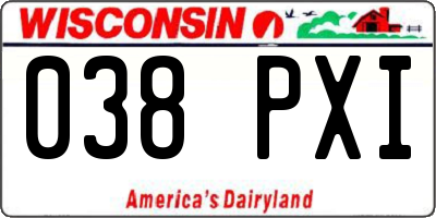 WI license plate 038PXI