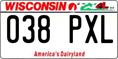 WI license plate 038PXL