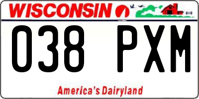 WI license plate 038PXM