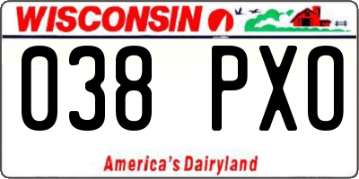 WI license plate 038PXO