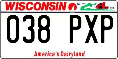 WI license plate 038PXP