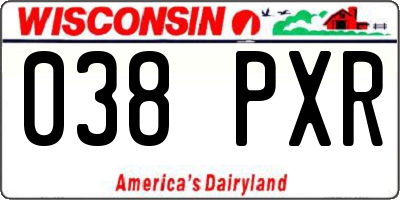 WI license plate 038PXR