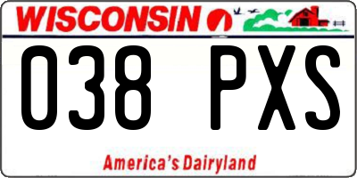 WI license plate 038PXS