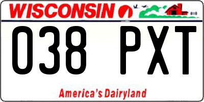 WI license plate 038PXT