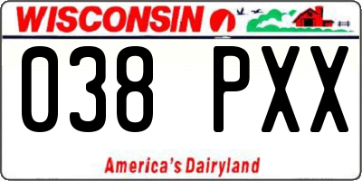 WI license plate 038PXX