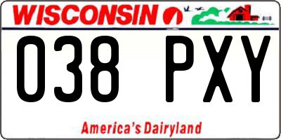 WI license plate 038PXY