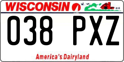 WI license plate 038PXZ
