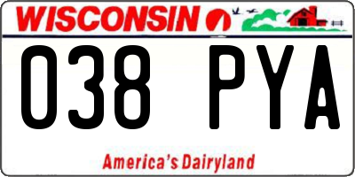 WI license plate 038PYA