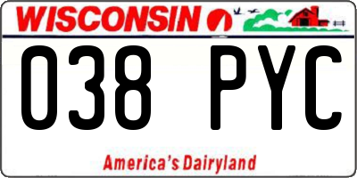 WI license plate 038PYC
