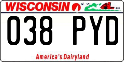 WI license plate 038PYD