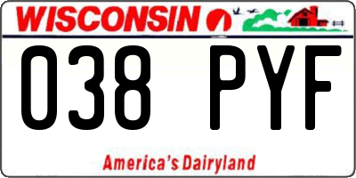 WI license plate 038PYF
