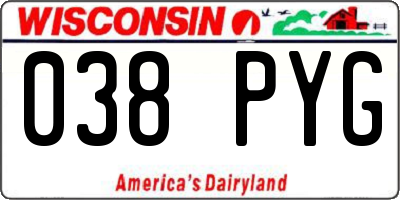 WI license plate 038PYG