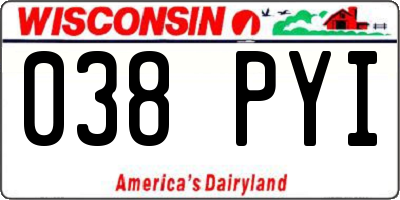 WI license plate 038PYI
