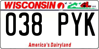 WI license plate 038PYK