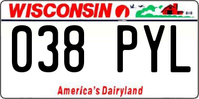 WI license plate 038PYL
