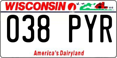 WI license plate 038PYR