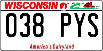 WI license plate 038PYS